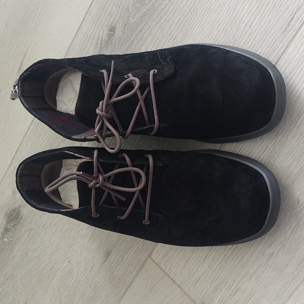 UGGs  black suede booties.  Men's/boys Size 5 for like women's 7.
